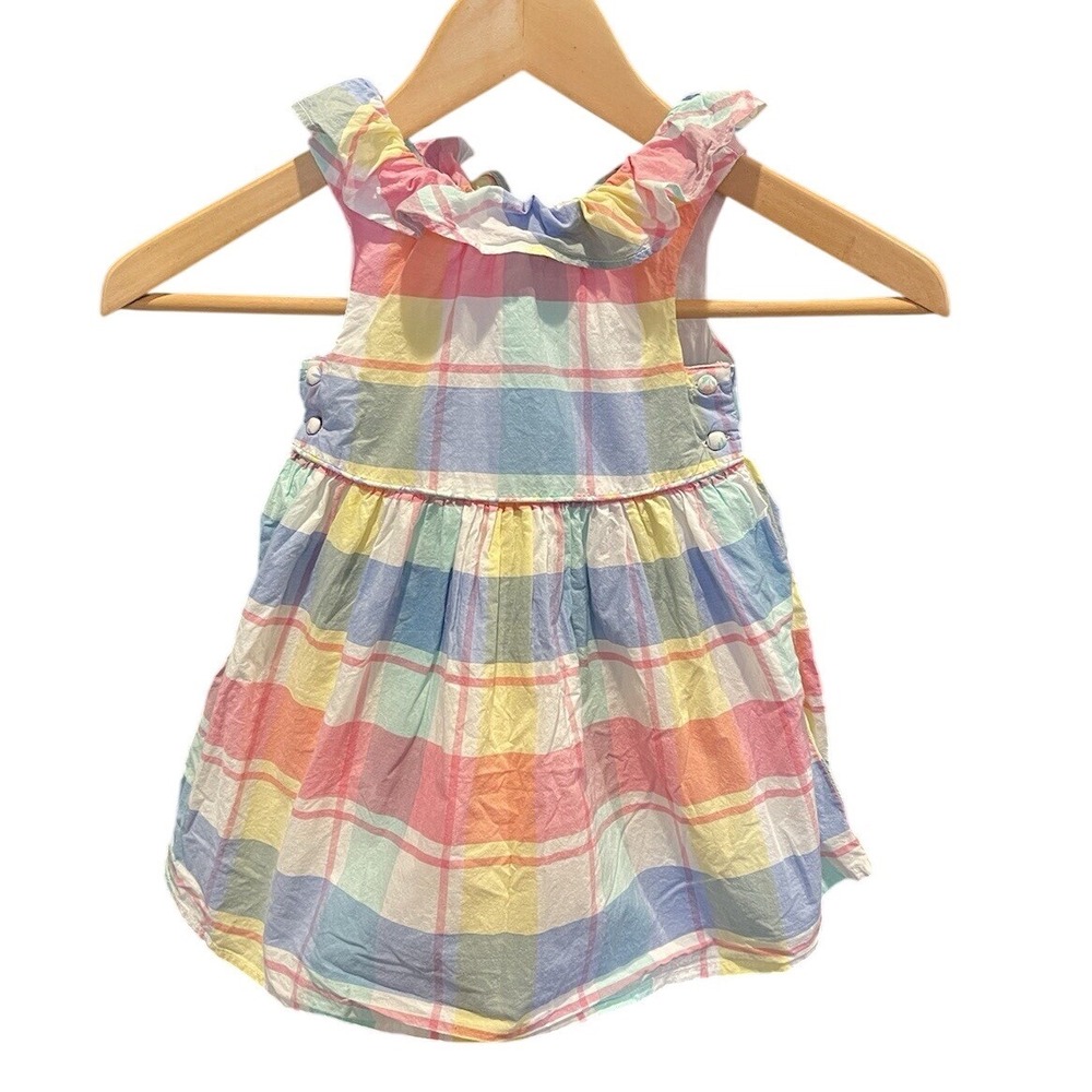 Tommy Bahama Pastel Plaid Cotton Ruffle Sundress Floral 24M toddler summer girls